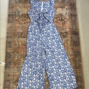 Gianni Bini Blue and White Floral Jumpsuit